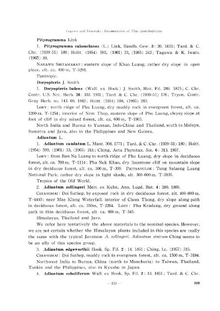 Enumeration of Thai Pteridophytes Collected during 1965-66