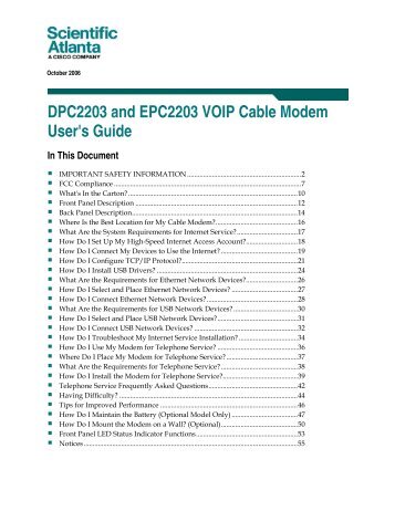 User's Guide, Consumer - DPC2203 and EPC2203 VoIP Cable - Cisco