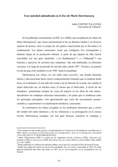 texto y sociedad en las letras francesas y francófonas