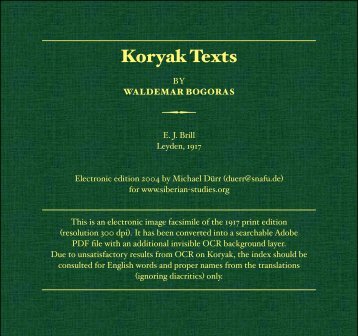 Koryak Texts by Waldemar Bogoras 1917 - Siberian-studies.org