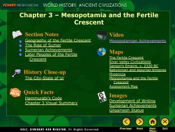 Chapter 3 – Mesopotamia and the Fertile Crescent