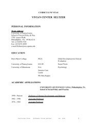 Vivian center seltzer - University of Pennsylvania School of Social ...