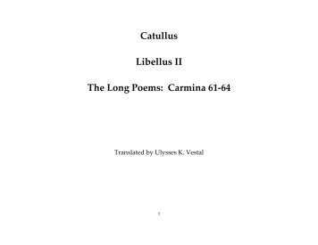 Catullus Libellus II The Long Poems: Carmina 61-64 - Theatrum ...