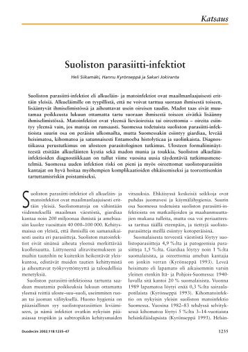 Suoliston parasiitti-infektiot - Terveyskirjasto