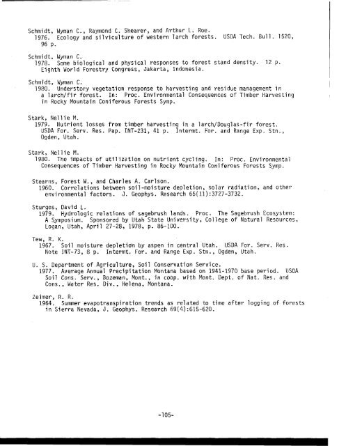 ENVIRONMENTAL CONSEQUENCES in rocky mountain coniferous ...