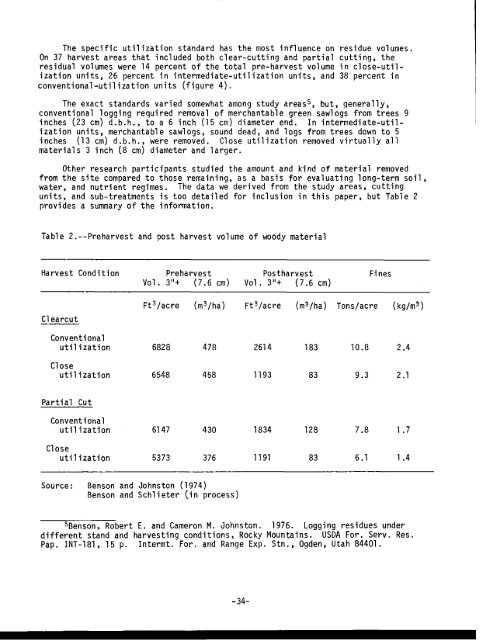 ENVIRONMENTAL CONSEQUENCES in rocky mountain coniferous ...