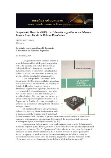 Sanguinetti, Horacio. (2006). La Educación ... - Education Review