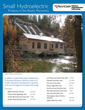 Small Hydroelectric Projects in the Rocky Mountains - PacifiCorp