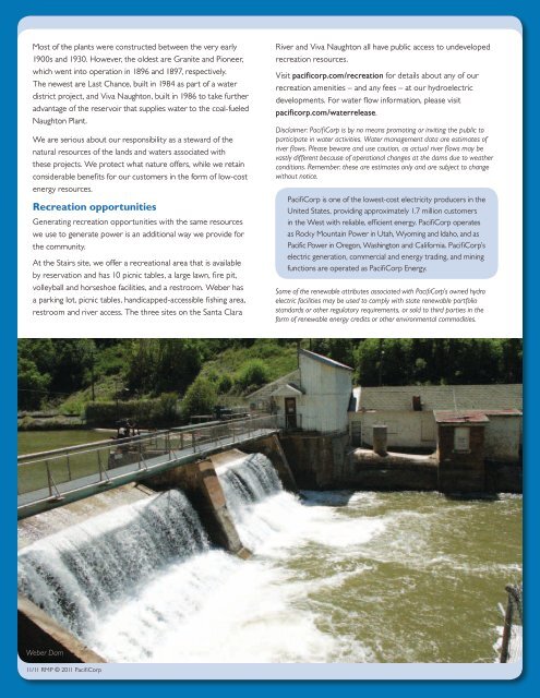 Small Hydroelectric Projects in the Rocky Mountains - PacifiCorp