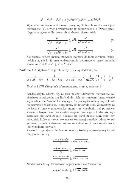 Nierówność Cauchy'ego o średnich. Sumy i iloczyny.