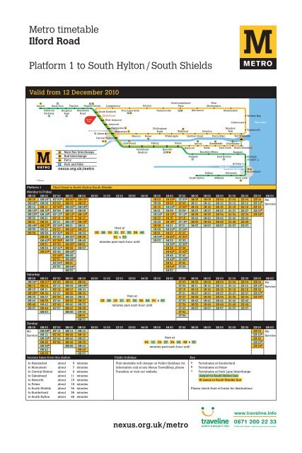 Metro Timetable Ilford Road Platform 1 To South Hylton South Shields metro-timetable-ilford-road-platform-1-to-south-hylton-south-shields