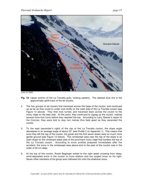 Analysis of the Durrand Glacier Avalanche Accident