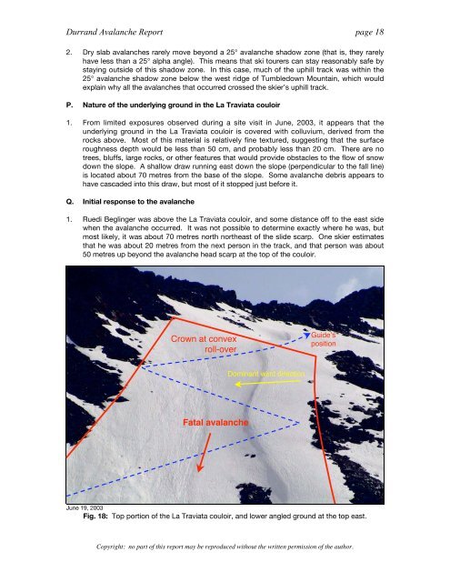 Analysis of the Durrand Glacier Avalanche Accident