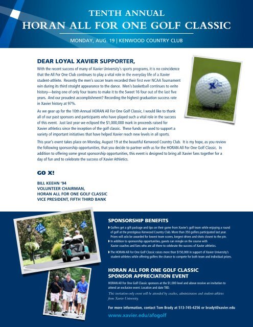 HoRAN ALL FoR oNE GoLF CLASSIC - Xavier University