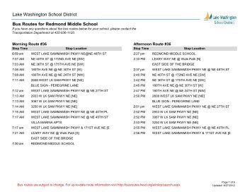 Lake Washington School District Bus Routes for Redmond Middle ...