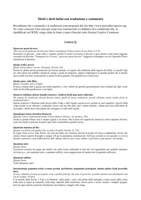 Motti E Detti Latini Con Traduzione E Commento Pieve Di Revigozzo