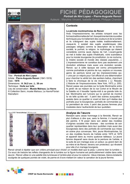 Portrait de Nini Lopez – Pierre-Auguste Renoir