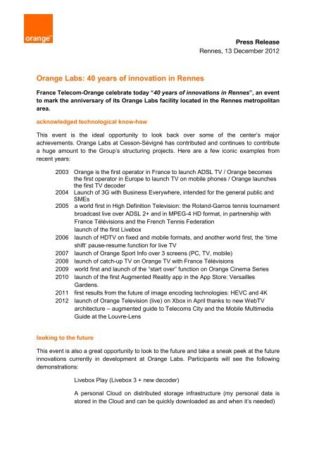 Orange Labs: 40 years of innovation in Rennes - Orange.com