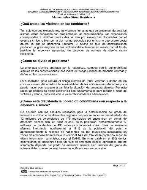 Manual sobre Sismo Resistencia - Camacol