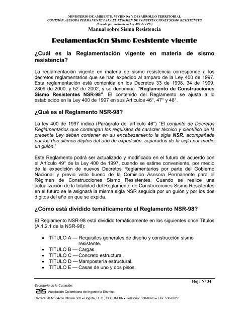 Manual sobre Sismo Resistencia - Camacol