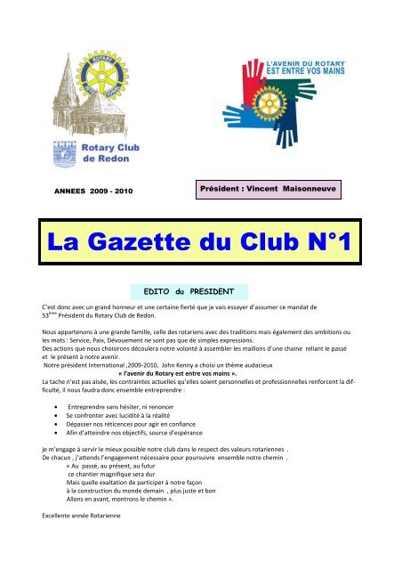 La Gazette du Club de Redon N° 1 - District 1650