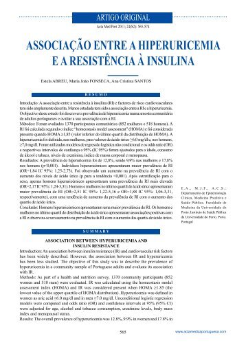 associação entre a hiperuricemia ea resistência à insulina