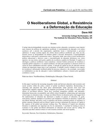 O Neoliberalismo Global, a Resistência e a Deformação da Educação
