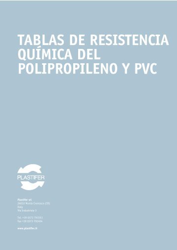 tablas de resistencia química del polipropileno y pvc - Plastifer