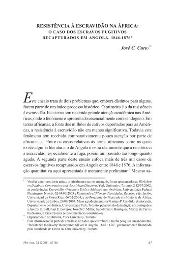 RESISTÊNCIA À ESCRAVIDÃO NA ÁFRICA ... - Revista Afro-Ásia