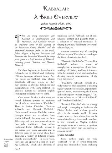 Rosicrucian Digest Vol 90 No 2 2012 Kabbalah - Rosicrucian Order
