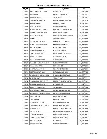 cgl 2012 time barred application sl_no name f_name dob - Sscer.org