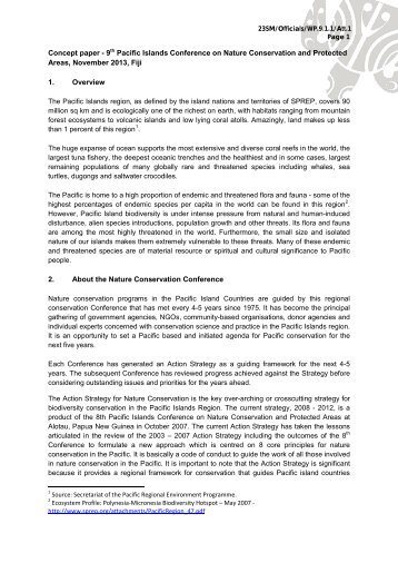 Concept paper - 9th Pacific Islands Conference on Nature ... - SPREP