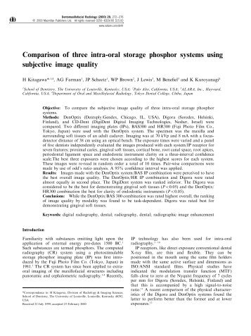 Comparison of three intra-oral storage phosphor systems using ...