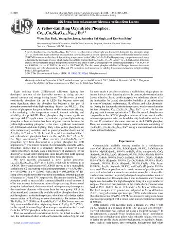 A Yellow-Emitting Oxynitride Phosphor: - ECS Journal of Solid State ...