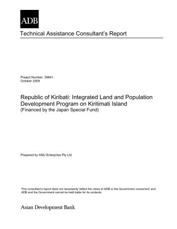 adb ta 4878 - kir: population policy program kiritimati island - Asian ...