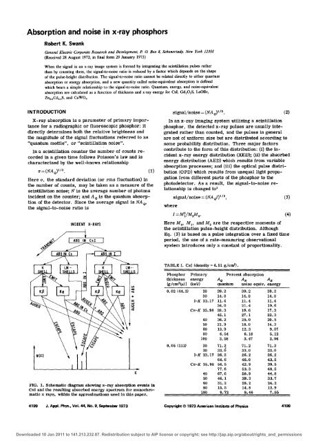 Absorption and noise in x-ray phosphors