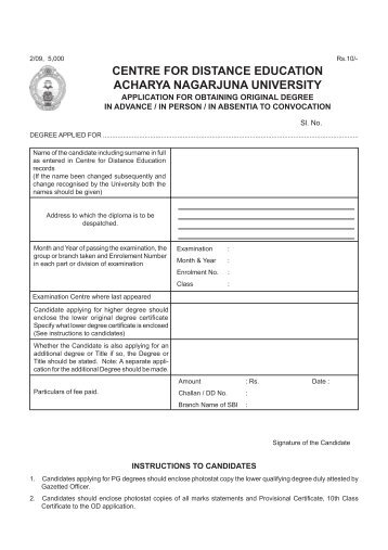 PG Original Degree Application - ANUCDE