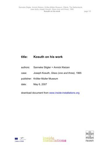 Kosuth on his work.pdf - Inside Installations