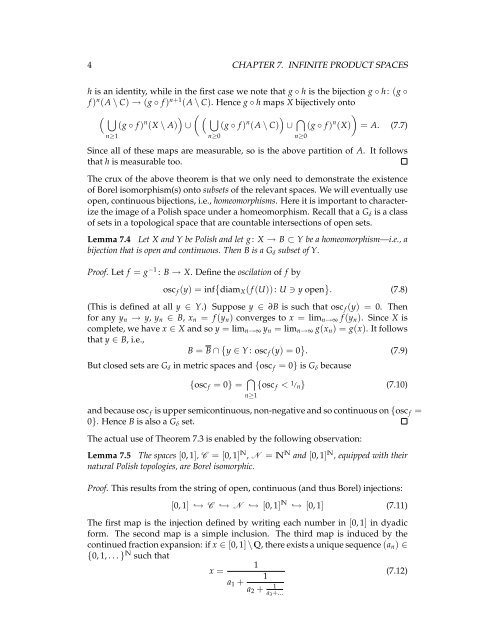 Chapter 7 Infinite product spaces