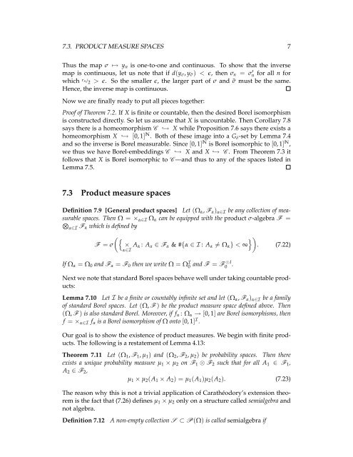 Chapter 7 Infinite product spaces