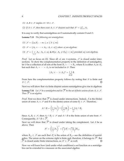 Chapter 7 Infinite product spaces