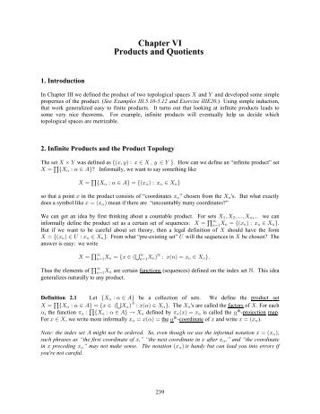 Chapter 6 Products and Quotients - Department of Mathematics