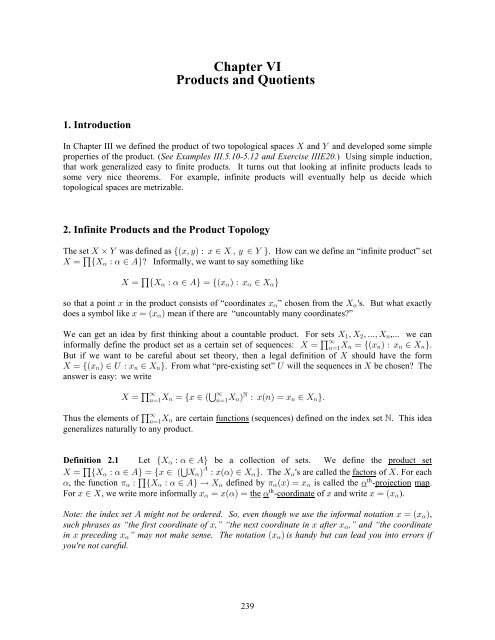 Chapter 6 Products and Quotients - Department of Mathematics