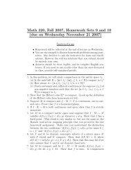 Math 320, Fall 2007, Homework Sets 9 and 10 (due on Wednesday ...