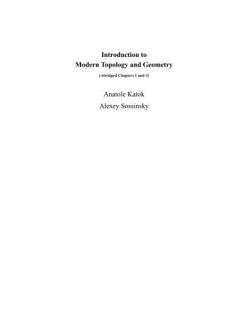 Introduction to Modern Topology and Geometry Anatole Katok ...