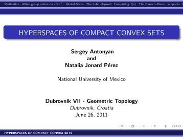 HYPERSPACES OF COMPACT CONVEX SETS - University of Utah