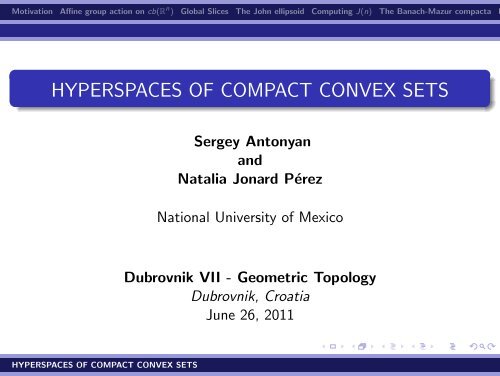 HYPERSPACES OF COMPACT CONVEX SETS - University of Utah