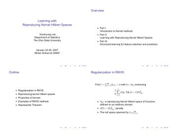 Learning with Reproducing Kernel Hilbert Spaces - - Cimat