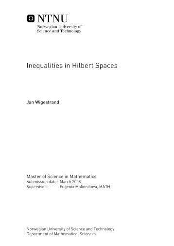 Inequalities in Hilbert Spaces - NTNU