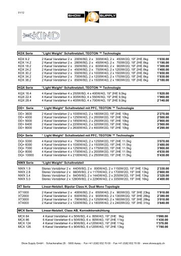 KIND Audio Preisliste (pdf) - Show Supply